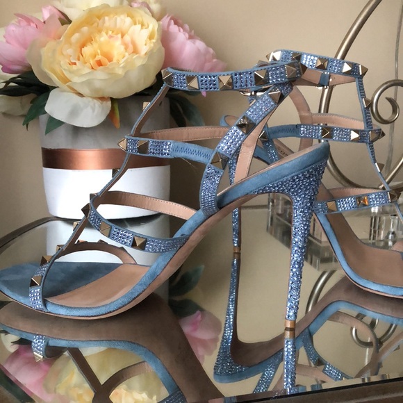 VALENTINO Rockstud Ankle Strap Crystal Sandals high-heel - Picture 11 of 16